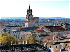 Avignon : il grand Hotel de Ville, la Torre dell'orologio e il Teatro Opera - lato sud .