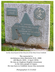 John Batchelor's memorial Holy Cross Churchyard, Uckfield 15 10 2022