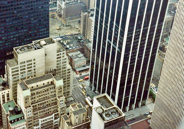 Looking south down on 6th Avenue from the top of the Rockerfeller Centre (Scan from June 1981)