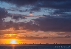 Sun setting over Portsmouth