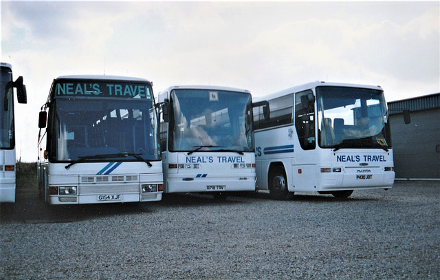 Neal’s Travel G154 XJF, R718 TRV and P430 JDT at Isleham – 22 Feb 1998 (380-22)