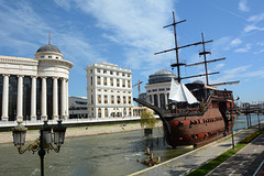 North Macedonia, Skopje, Ship-Hotel „Senigallia“ on the Vardar River