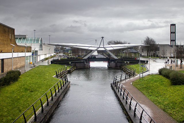 Forth and Clyde Canal and Swan-Canopy Bridge in Clydebank