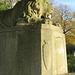 brompton cemetery ,london,lion memorial to gentleman john jackson, +1845, by e.h. baily  the tomb is missing bronzes fore and aft.