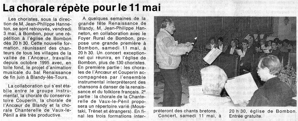 Répétition Chorale Ancoeur à Bombon le 03 mai 1996