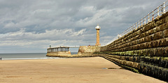 Beach and West Pier/lighthouse, Whitby, North Yorkshire