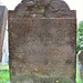 aldeburgh church, c18 tombstone of charles clarke , surgeon, +1743 with skull, cherub, pick and shovel, trumpet and winged heart  (33)