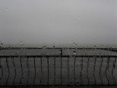 Rain on the balcony - this morning's view of the beach - Sandown