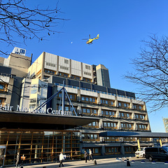 Helicopter over Leiden University Medical Centre