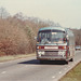 Percivals Coaches 78 (MBF 767) approaching Fiveways, Barton Mills - 2 Apr 1985