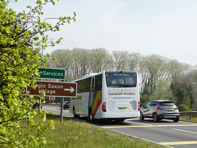 Landmark Coaches BN17 JFE on the A11 at Barton Mills - 22 Apr 2019 (P1000999)