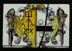chelsea old church, london (5) c16 swiss glass with merchant's mark and heraldry