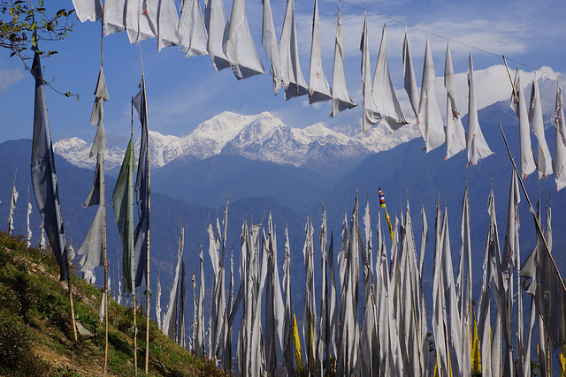 Buddhist Prayer Flags and Kangchenjunga (8,586 m)