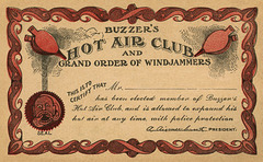 Buzzer's Hot Air Club and Grand Order of Windjammers Membership Card