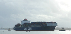 CMA CGM Carmen arriving at Southampton (1) - 10 January 2016