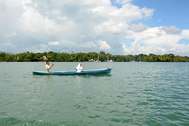 Guatemala, Scene with a Boat on the Isabal Lake (Lago de Izabal)