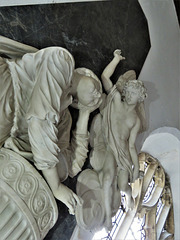aldeburgh church, suffolk (12) angel and mourner with urn on c18 tomb of lady henrietta vernon +1786