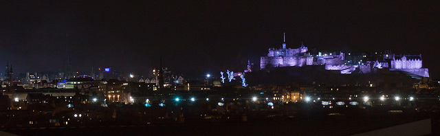 The castle lit up on Hogmanay