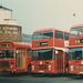 Eastern Counties Bury St. Edmunds bus stn RL673, VR225, VR195 - Aug 1981