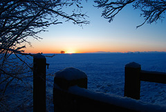 Sunrise over a winter fence!  Happy Fence Friday!