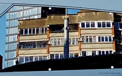 a lot of reflected windows