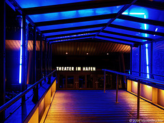 Focussed on blue port 2006 -Theatre in harbor of Hamburg.