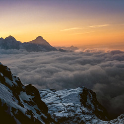 View to sunset  behind the Zugspitze