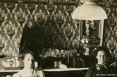 Thanksgiving Feast with Phonograph, Lamp, and Wallpaper (Cropped)