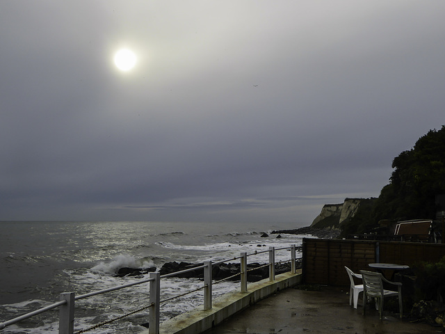 Ventnor Isle of Wight - hazy sun over the sea at Ventnor