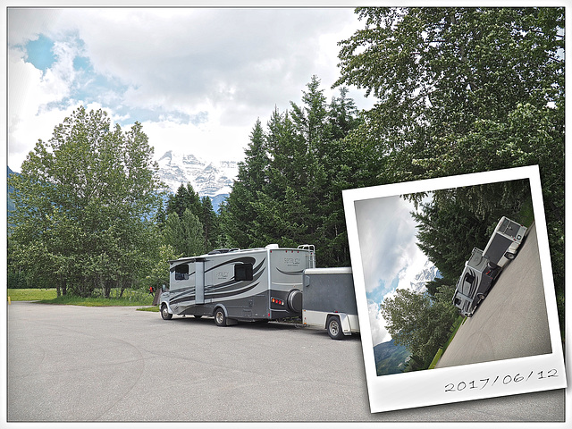 Our motorhome with trailer.