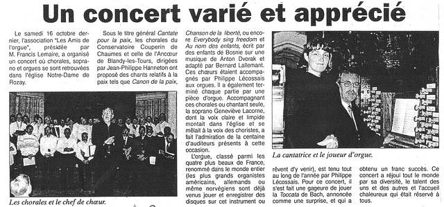 Concert à Rozay-en-Brie le 16 octobre 1999