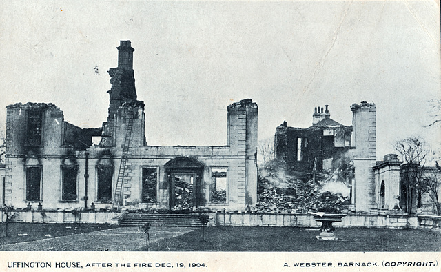 Uffington House, Lincolnshire after the 1904 fire.