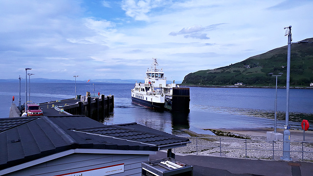 Cal-Mac Ferry M.V. Cairona at Lochranza, Arran 15th June 2022.