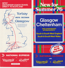 Glasgow-South West England timetable leaflet covers - Summer 1974 and 1976