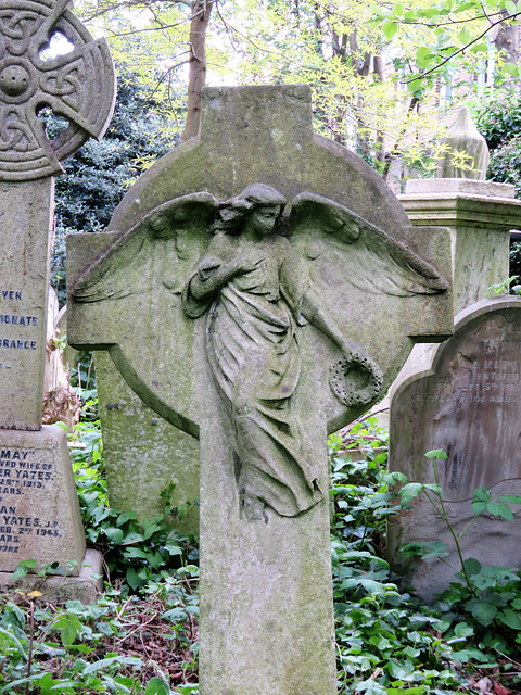 abney park cemetery, london,elegant angel  for frederick wood 1896