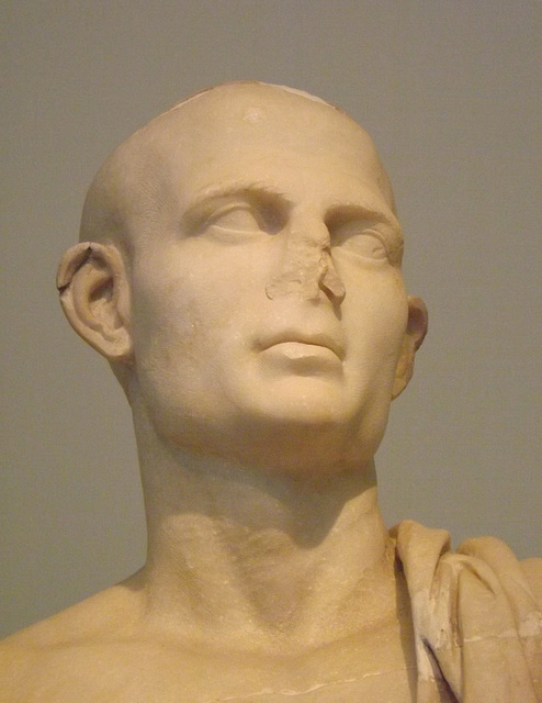 Detail of the Pseudo-Athlete of Delos in the National Archaeological Museum of Athens, May 2014