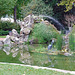 Rock Fountain and Waterbird Sculpture in the Public Garden in Vienne, October 2022