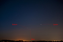 30. März 2020 Begegnung von Satur, Jupiter und Mars am Frühmorgenhimmel