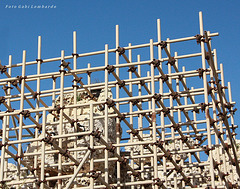 scaffolding in front of the Temple "GGANTIJA" /Malta