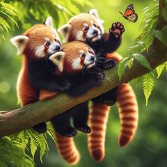 Famille Panda roux...............Bonne semaine mes ami(e)s❤️