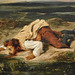 Detail of the Mortally Wounded Brigand Quenches his Thirst by Delacroix in the Metropolitan Museum of Art, January 2019