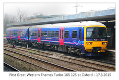 First Great Western Thames Turbo - 165 125 - at Oxford station - 17.3.2015