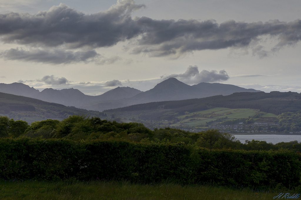 The mountains of Arran at dusk