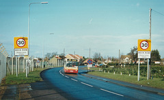 A First Eastern Counties Plaxton Pointer leaving Beck Row – 3 Feb 2001 (453-19)