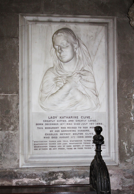 Memorial to Lady Catherine Clive, Wormbridge Church, Herefordshire