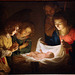 On pourrait confondre avec les toiles de Georges de La Tour , mais l'Adoration de l'enfant Jésus a été réalisée par Gerrit van Honthorst . Florence