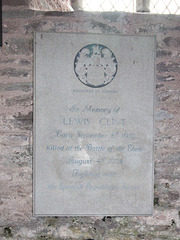 Memorial to Lewis Clive, Killed 1938 during the Spanish Civil War, Wormbridge Church, Herefordshirec