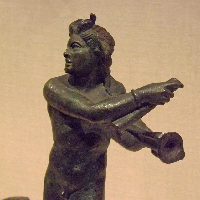 Detail of a Bronze Statuette of a Satyr with an Amphora in the Metropolitan Museum of Art, February 2013