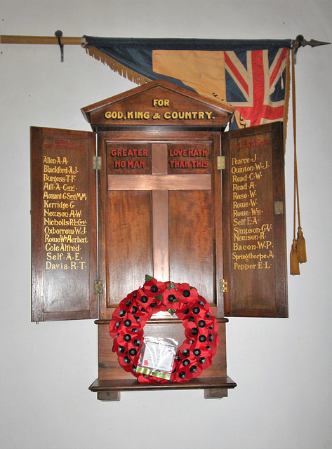 War Memorial, Saint Michael's Church, Peasenhall, Suffolk