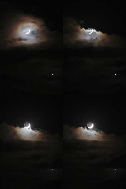 Moon, Venus and clouds